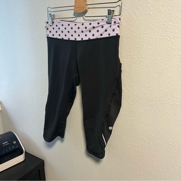 Lululemon Run Crop Black Polka Dot - Picture 1 of 8